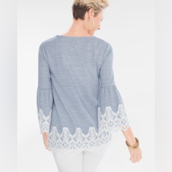 Chico’s French Striped Lace-Detail Top - Picture 3 of 10